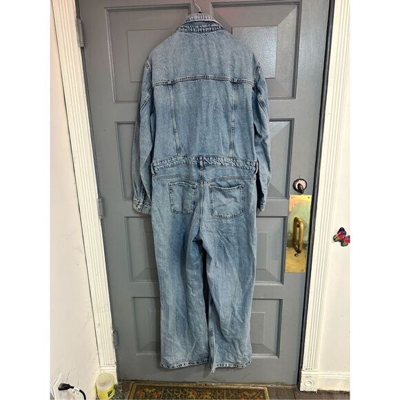 Zara NWT Cotton & Lyocell Denim long Sleeve Button Front Jumpsuit Union Suit NWT - Picture 3 of 6